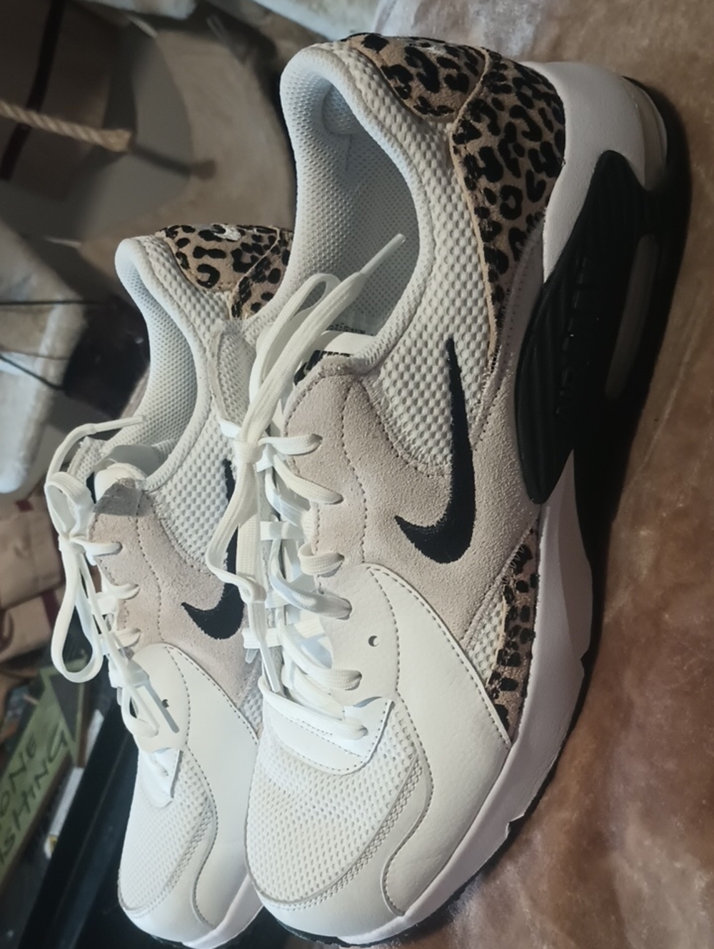 Nike Women's White Leopard Accent Air-Style Sneakers